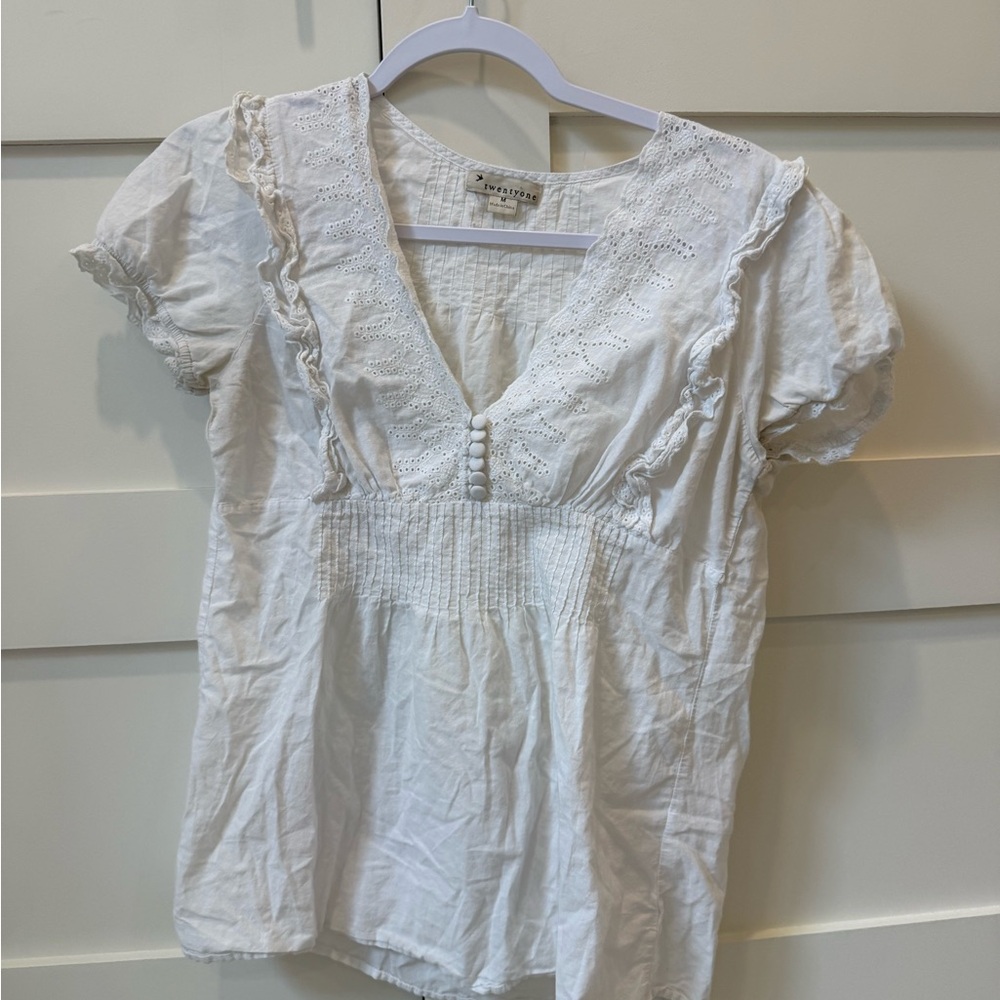 Vintage Women's White Eyelet Top